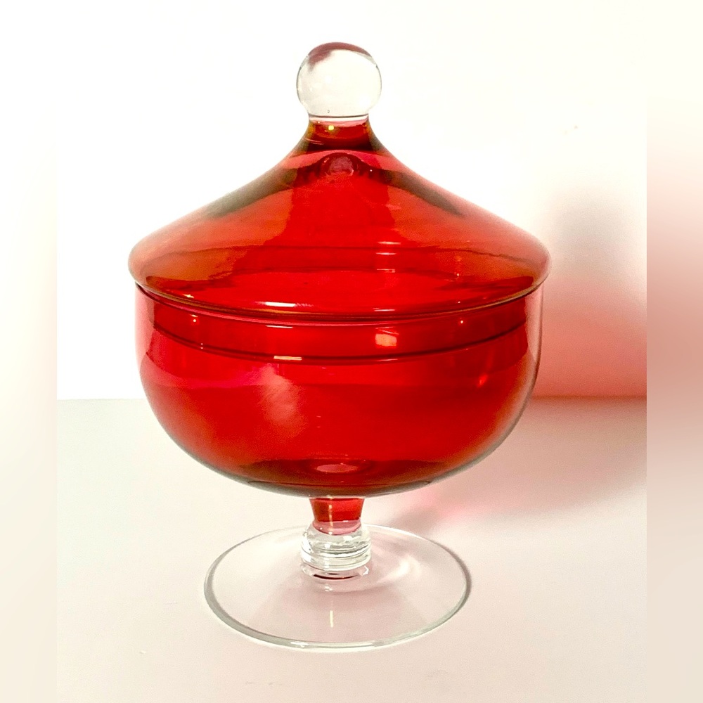 Vintage West Virginia Mid Atlantic Cranberry Candy Dish